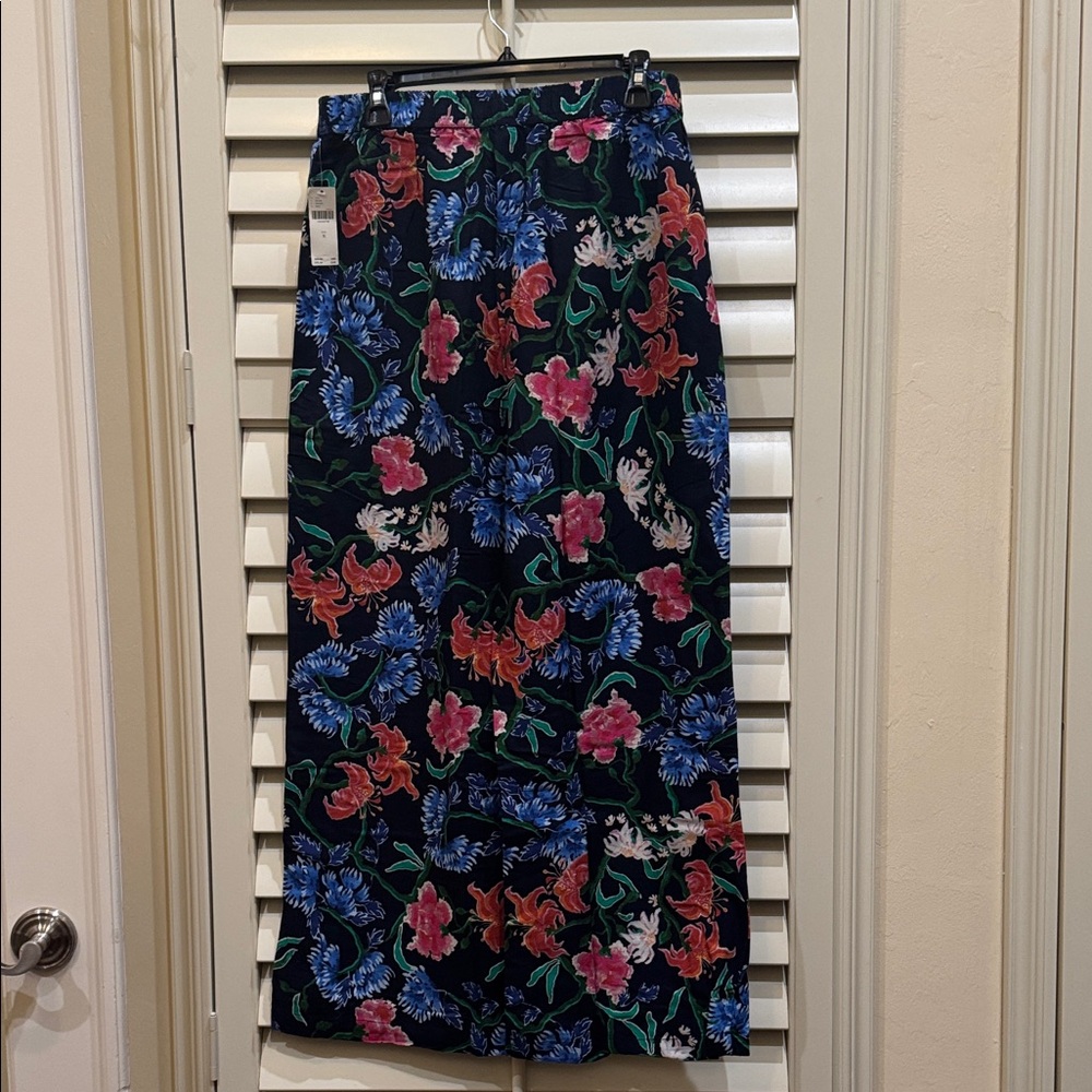 Anthropologie Blue Floral Tiger Print Pajama Pants